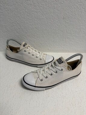 Converse Woman’s  Low Top Canvas Sneakers - White with Black Trim 8